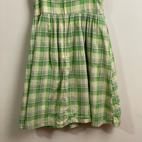 Y2K Vintage Fredericks of Hollywood S/M plaid mini dress cotton USA green white - Picture 7 of 8